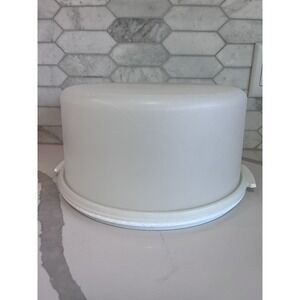 Vintage Tupperware  XL Cake Taker Carrier Round Base #1257-5 (12"x6") & Cover